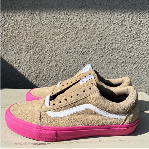 VANS SYNDICATE OLD SKOOL PRO GOLF WANG Tyler the Creator-PINK/WHEAT Size 8.5 NWT - Picture 3 of 14